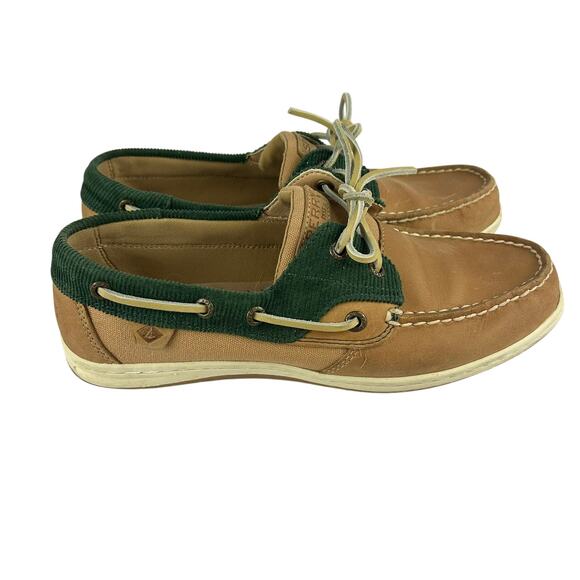 Sperry Top-Sider Koifish Corduroy Boat Shoes – Green & Tan, Size 9 - Picture 2 of 9